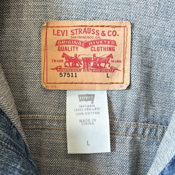 Levi's Jean Jacket Blue Denim Trucker's 730S Levi Strauss - Women's Size L - Picture 4 of 9